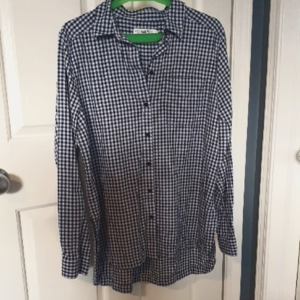Women's Twik Blue & White Checked Organic Cotton Shirt